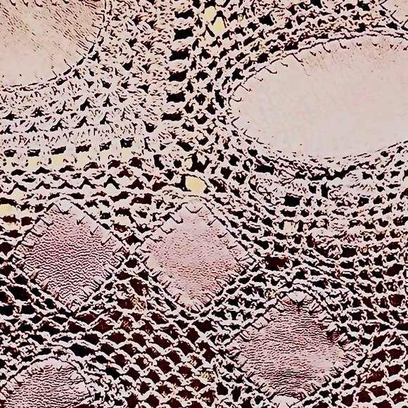 Hand Crochet Tank w/Genuine Leather Insert Patches | Handmade | Lavender | Sz: S - Picture 5 of 11